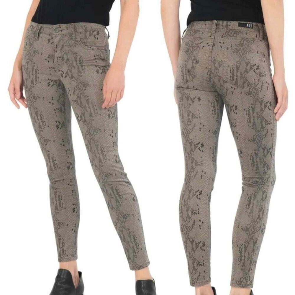 Anthropologie Kut high rise ankle skinny snake print jeans plus size 16W New
